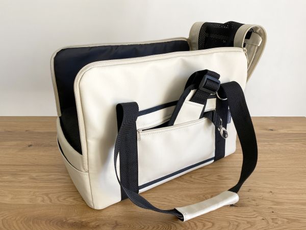 Carrying bag for Dogs & Cats Voyage Ivory faux leather