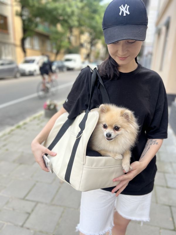 Carrying bag for Dogs & Cats Voyage Ivory faux leather