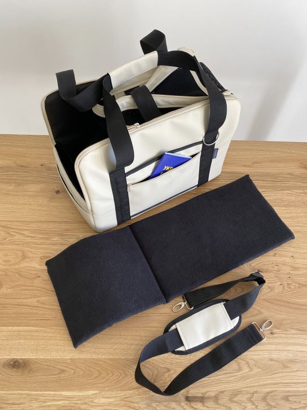 Carrying bag for Dogs & Cats Voyage Ivory faux leather