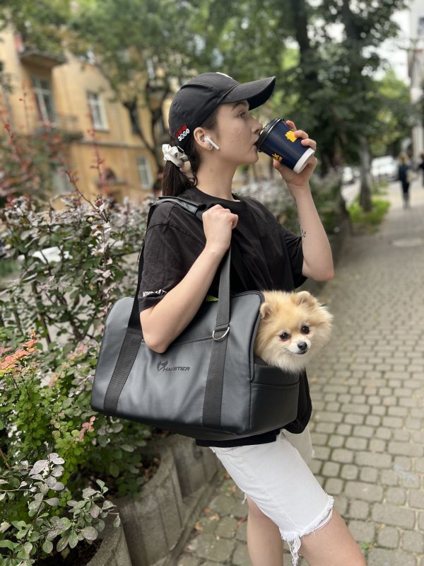 Carrying bag for Dogs & Cats Voyage Black faux leather