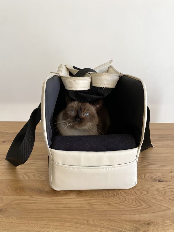 Carrying bag for Dogs & Cats Voyage Ivory faux leather