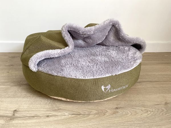 Лежак для Собак та Котів Lounge Olive з капюшоном