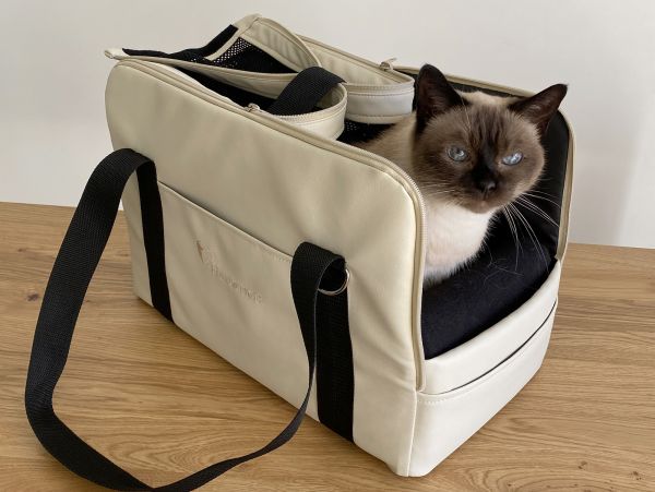 Carrying bag for Dogs & Cats Voyage Ivory faux leather