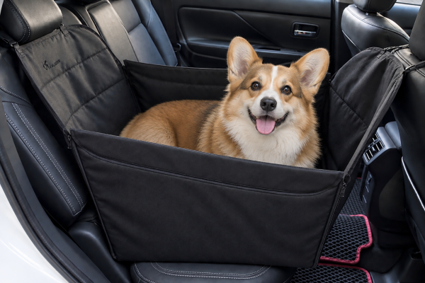 Dog Car seat cover Happy Travel Black 1/3 rear seat