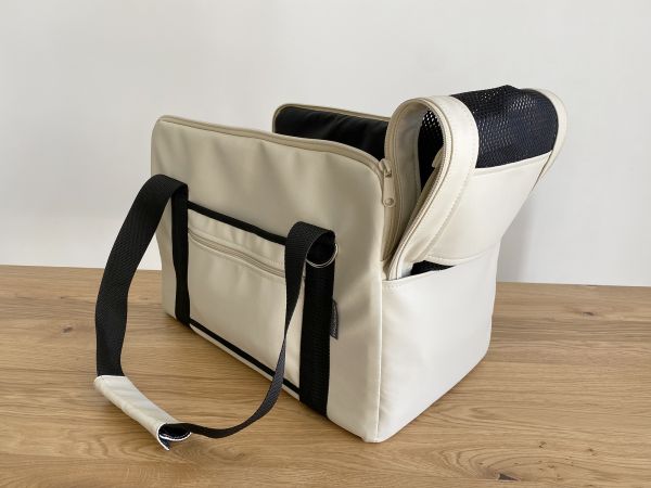Carrying bag for Dogs & Cats Voyage Ivory faux leather