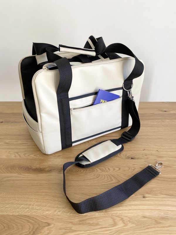 Carrying bag for Dogs & Cats Voyage Ivory faux leather