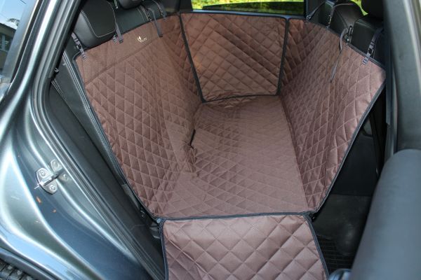Dog Car seat cover Elegant Brown with door protection