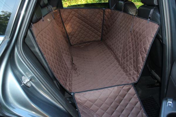Dog Car seat cover Elegant Brown with door protection