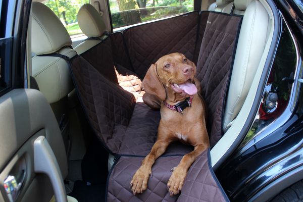 Dog Car seat cover Elegant Brown with door protection
