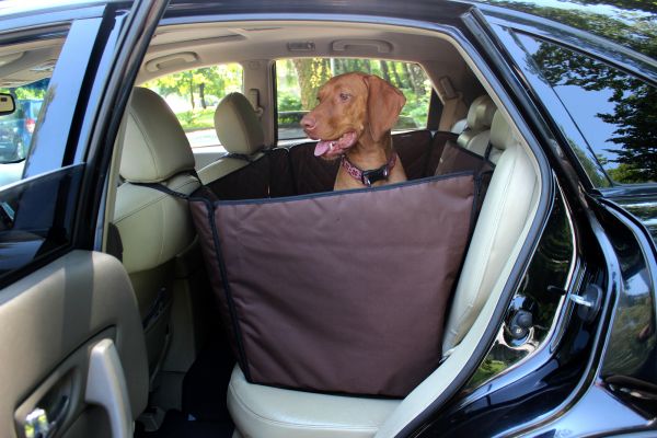 Dog Car seat cover Elegant Brown with door protection