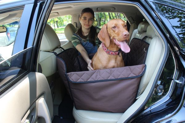 Dog Car seat cover Elegant Brown 1/2 rear seat