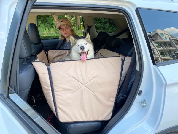 Dog Car seat cover Happy Travel Beige 2/3 of the back seat