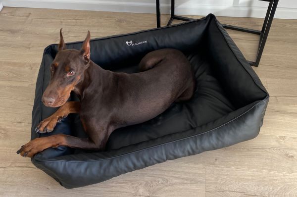 Waterproof Dog bed Sweet Dreams Black eco leather