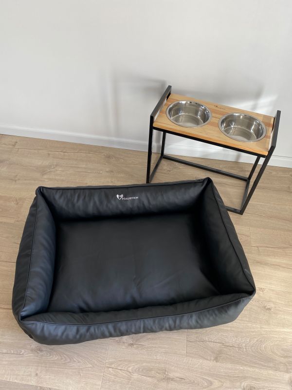 Waterproof Dog bed Sweet Dreams Black eco leather