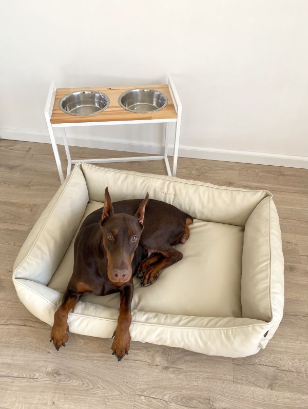Waterproof Dog bed Sweet Dreams Ivory eco leather