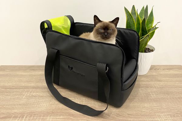 Carrying bag for Dogs & Cats Voyage Black faux leather