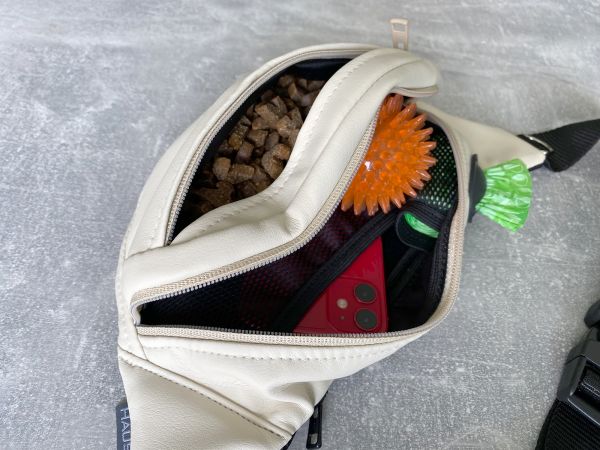 Banana Bag For Training And Walking Ivory eco-leather