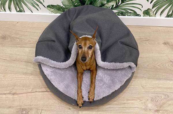 Лежак для Собак та Котів Lounge Gray з капюшоном