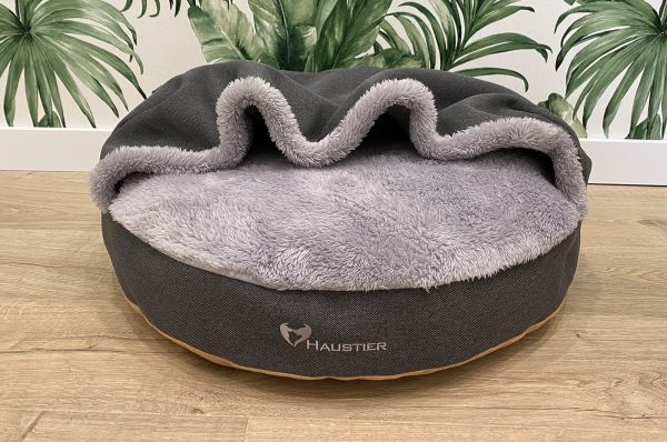 Лежак для Собак та Котів Lounge Gray з капюшоном