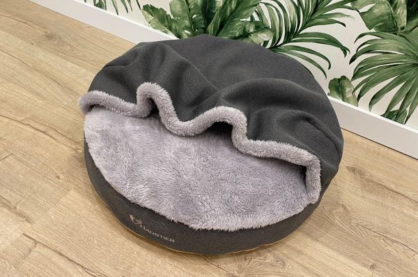 Лежак для Собак та Котів Lounge Gray з капюшоном