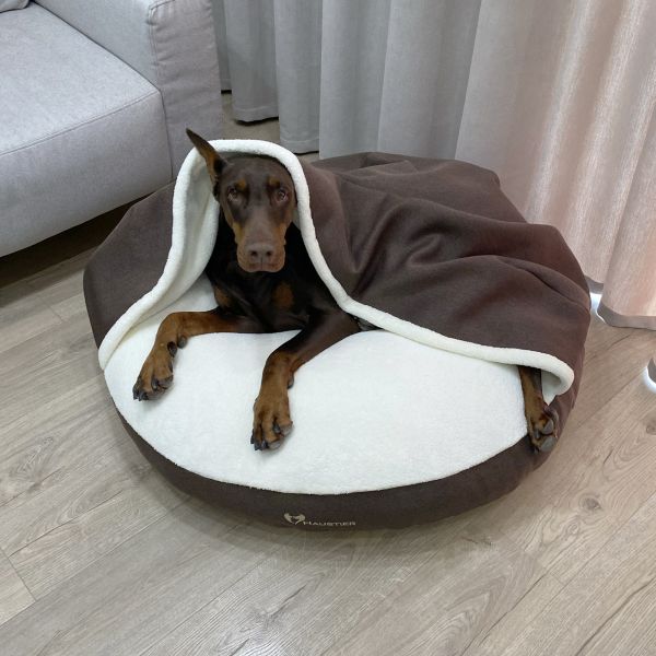 Лежак для Собак та Котів Lounge Brown з капюшоном